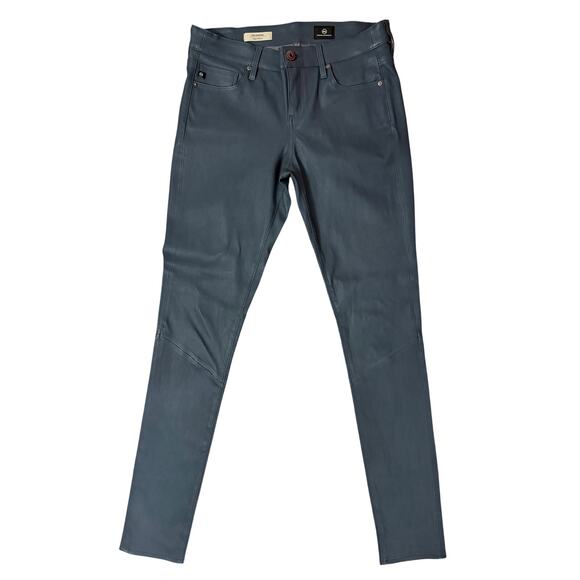 AG Adriano Goldschmied 100% Leather Legging Women’s Sz 28 Super Skinny Blue Gray - Picture 3 of 10